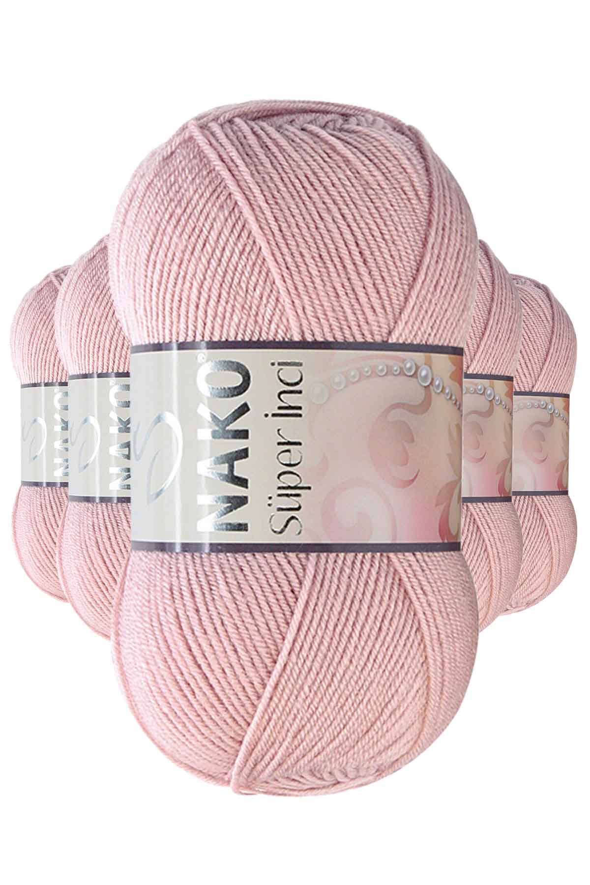 5 Adet Süper İnci El Örgü İpi 100 gr Pembemsi Pudra 10275 resmi