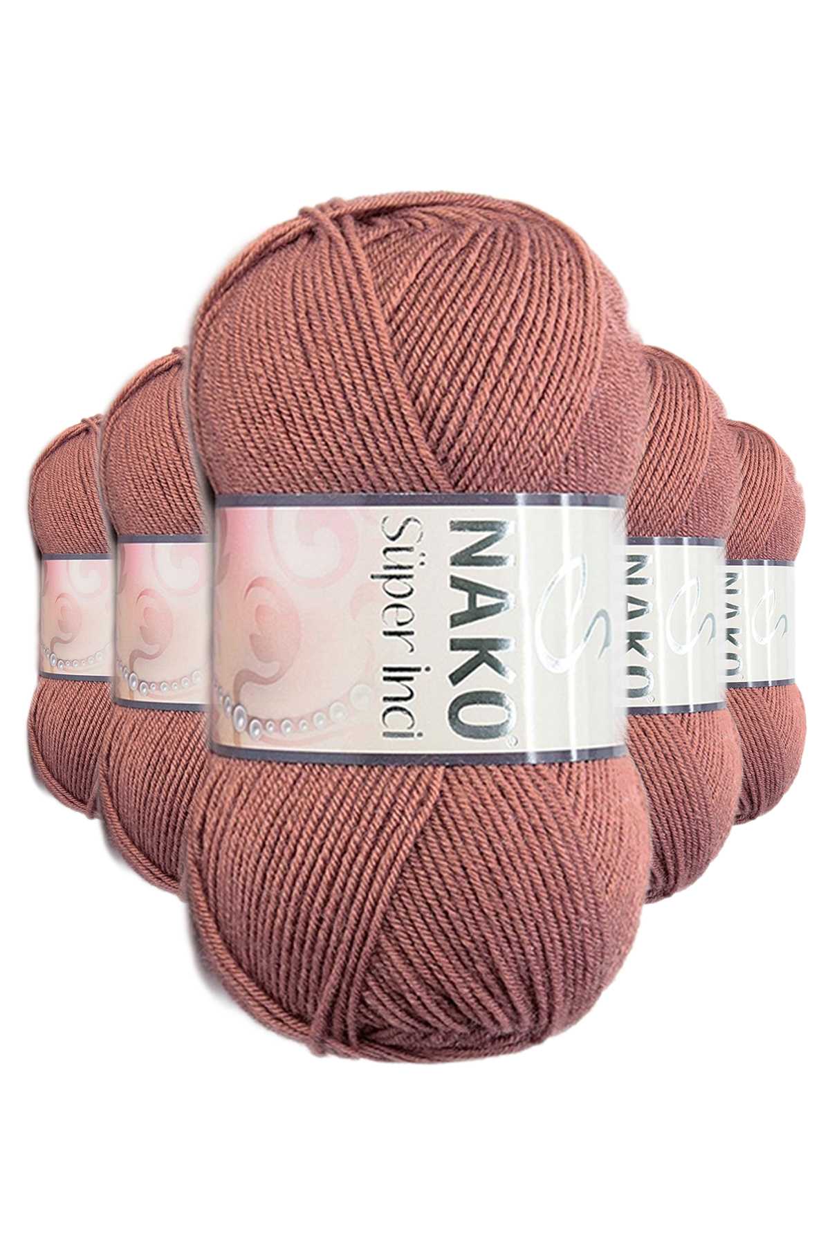 5 Adet Süper İnci El Örgü İpi 100 gr Marsala Kırmızı 2248 resmi