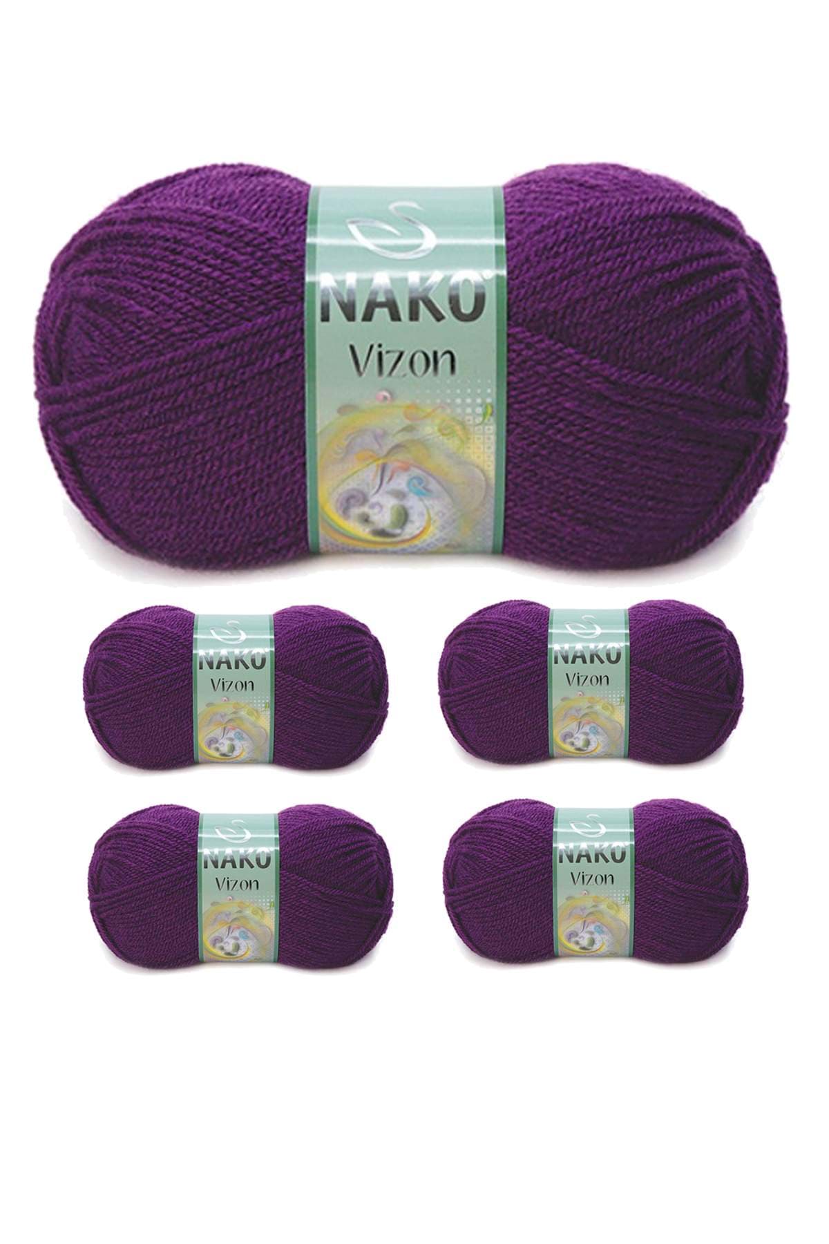 5 Adet Vizon Premium Akrilik El Örgü İpi Yünü Renk No:60 Mürdüm resmi