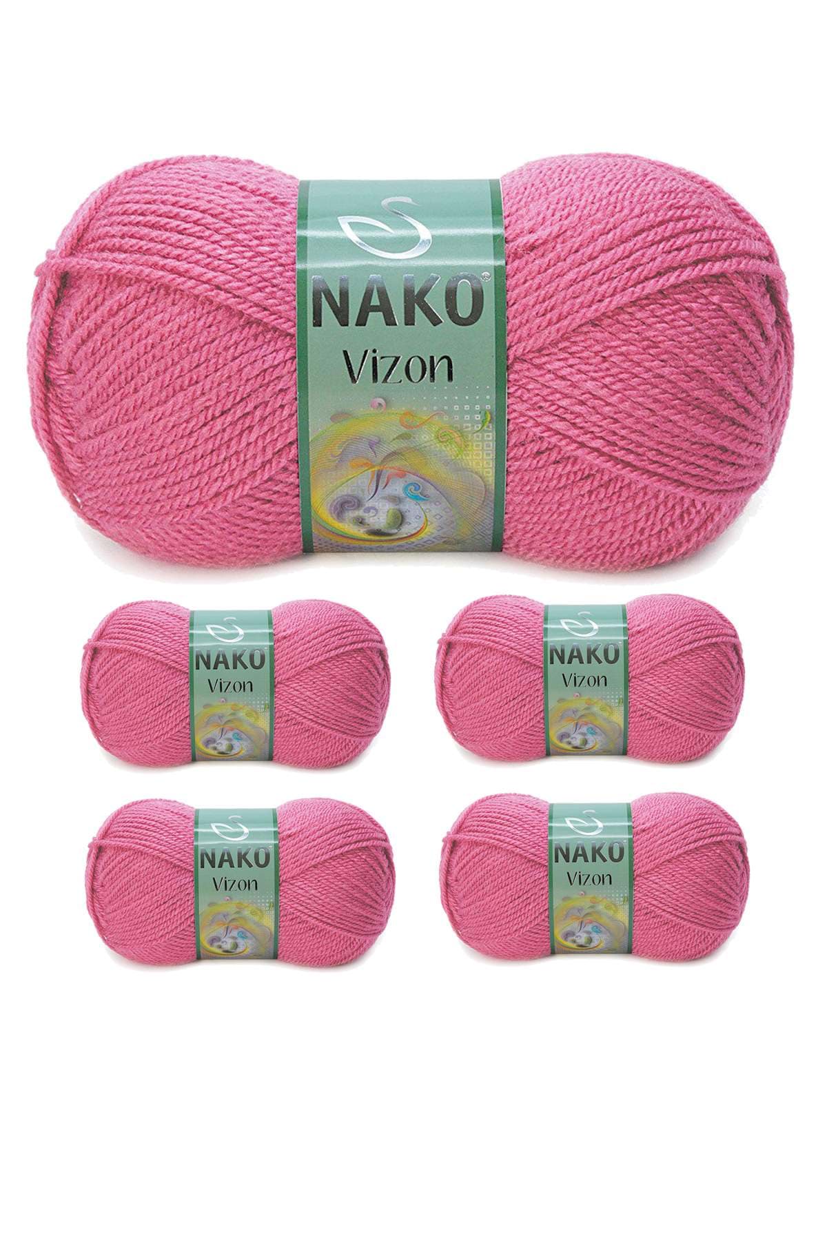 5 Adet Vizon Premium Akrilik El Örgü İpi Yünü Renk No:180 Kuru Gül resmi