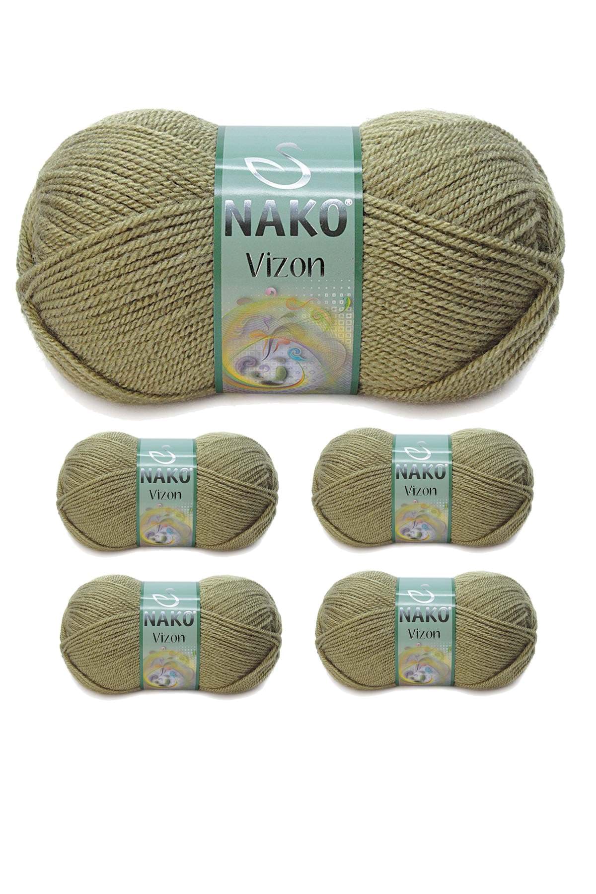 5 Adet Vizon Premium Akrilik El Örgü İpi Yünü Renk No:268 Asker Yeşil resmi