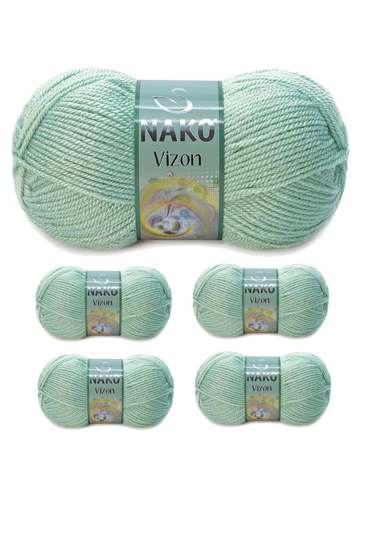 5 Adet Vizon Premium Akrilik El Örgü İpi Yünü Renk No:292 Çağla Yeşil resmi