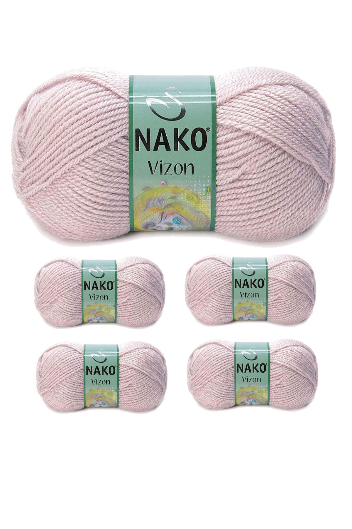 5 Adet Vizon Premium Akrilik El Örgü İpi Yünü Renk No:318 Gül Goncası resmi