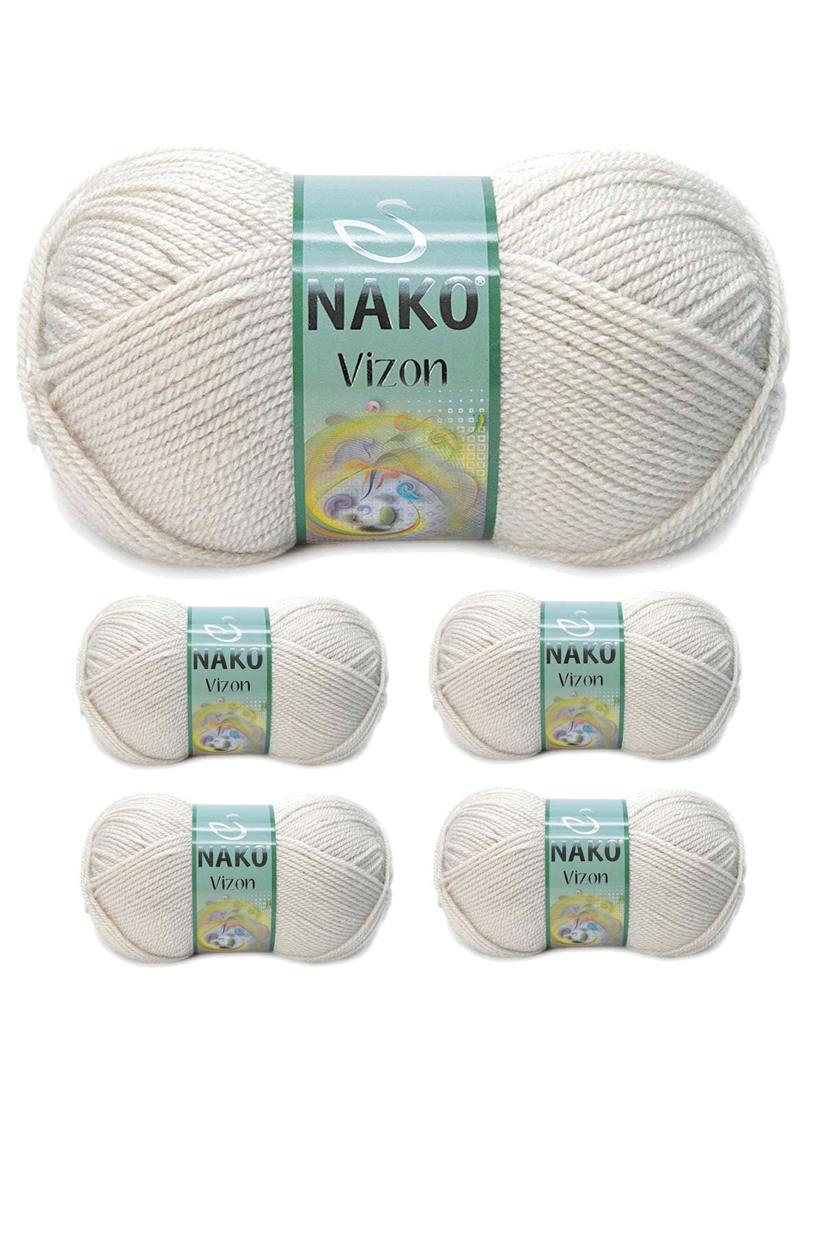 5 Adet Vizon Premium Akrilik El Örgü İpi Yünü Renk No:6383 Mantar Beji resmi