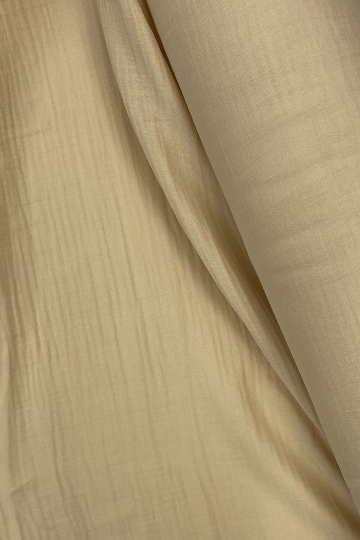 Çok Amaçlı Müslin Pamuklu Bebek Örtü ve Battaniye Kumaşı Müslin Bez Bej 80 resmi