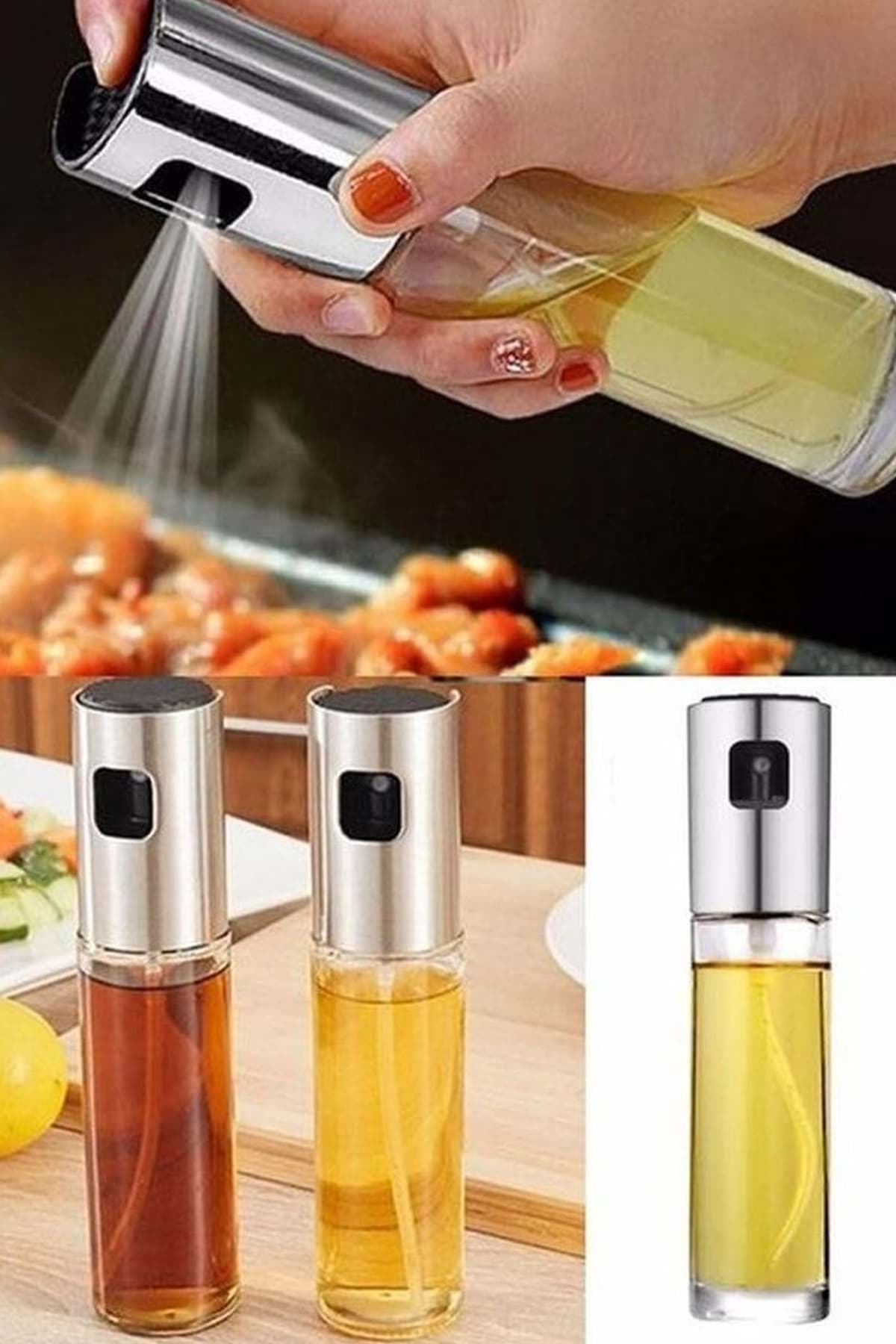 Sprey Cam Şişe Zeytinyağı Sirke Yağ Püskürtücü Yağdanlık 100 ml resmi