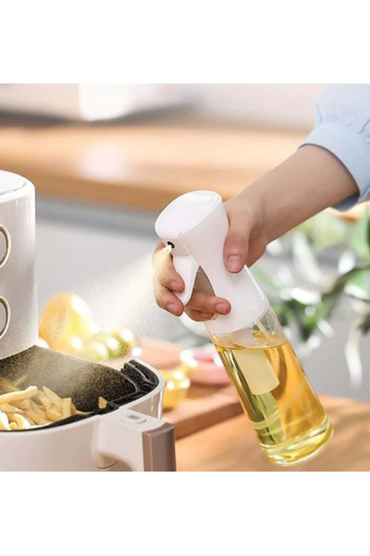 Zeytinyağı Limon Cam Sprey Şişesi Cam Yağ Püskürtücü Yağdanlık Airfryer Tasarruf 200 ml resmi