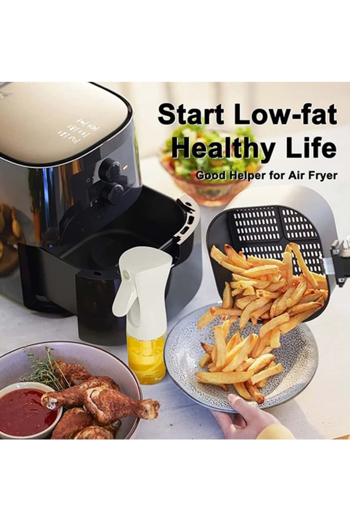 Zeytinyağı Limon Cam Sprey Şişesi Cam Yağ Püskürtücü Yağdanlık Airfryer Tasarruf 200 ml resmi