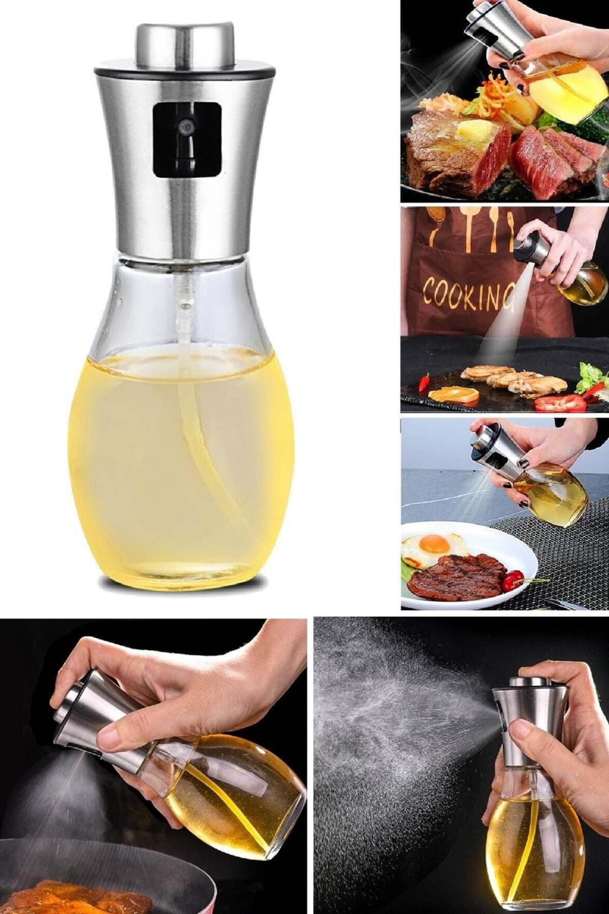 Sprey Yağdanlık Cam Şişe 200 Ml Kolay Püskürtme Zeytinyağı Sprey Şişesi resmi