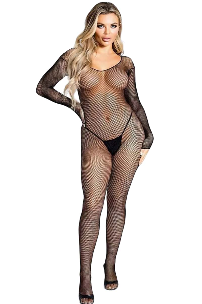 Kadın Babydoll Fantezi Kıyafet Vücut Çorabı D30021 Siyah resmi