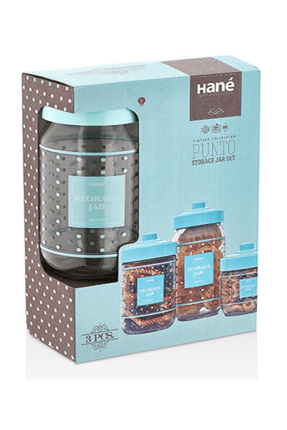Hane 3'lü Punto Desenli Kavanoz Seti resmi