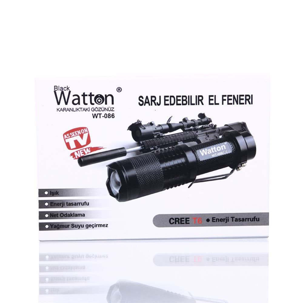 Orjinal 800 Lümen T6 Şarjlı EL Feneri Watton Wt-086 resmi