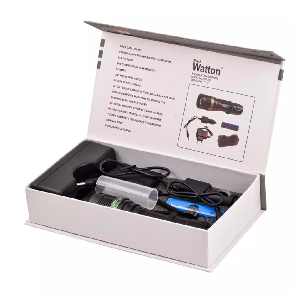 Zoomlu Oto Şarjlı EL Feneri Watton Wt-012 resmi