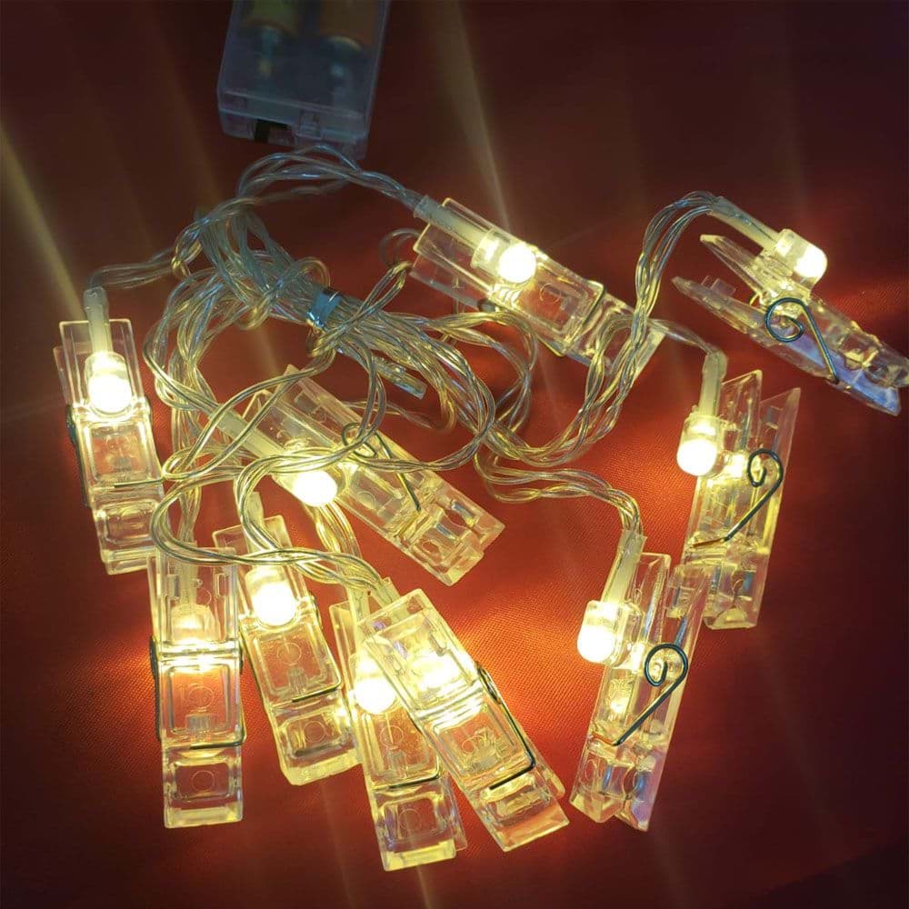 10'lu Işıklı Renk Değiştiren Fotoğraf Mandalları resmi