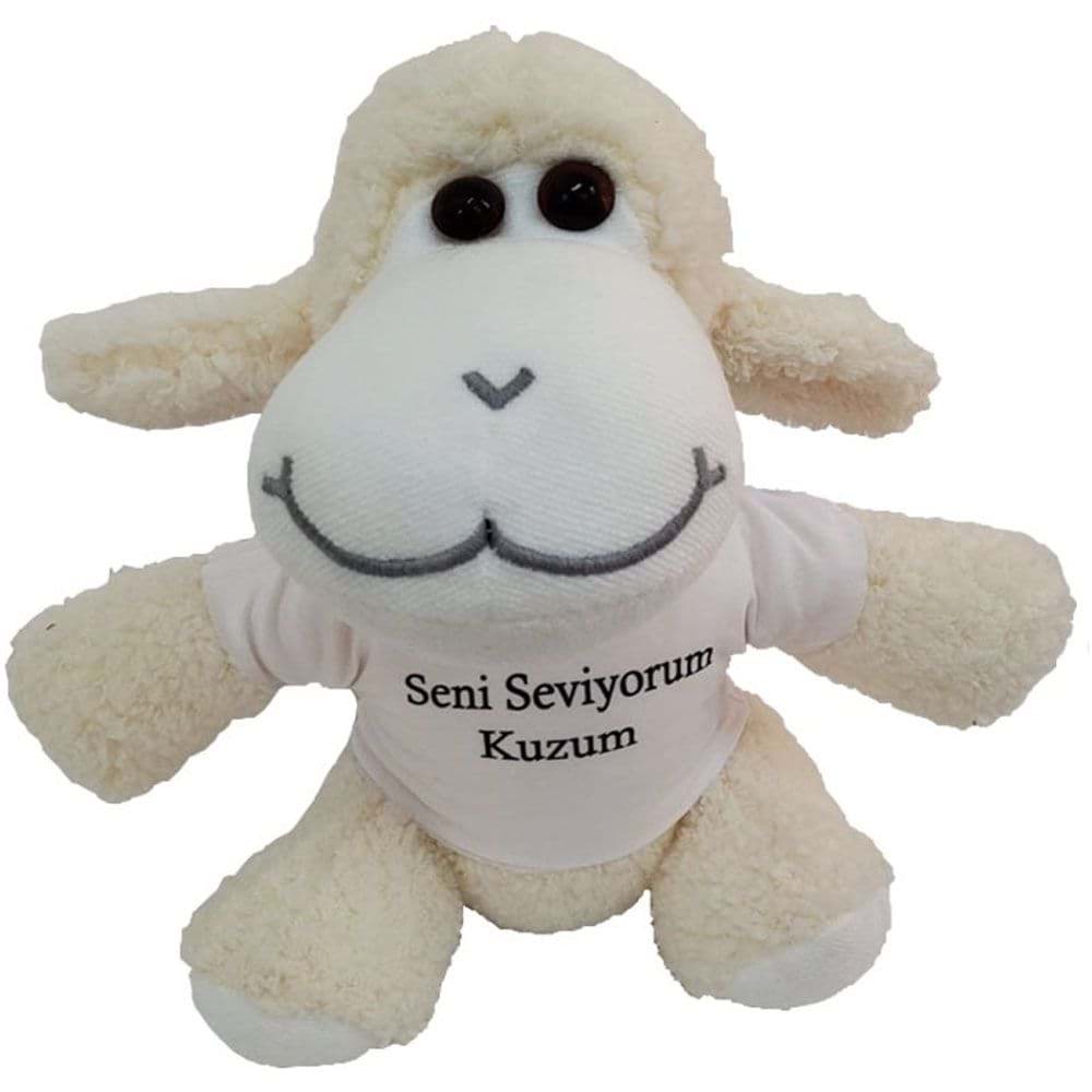 Seni Seviyorum Kuzum Tişörtlü Peluş Kuzu resmi
