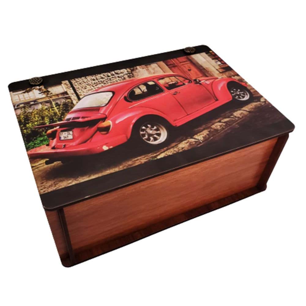 Picture of Wooden red vosvos printed box