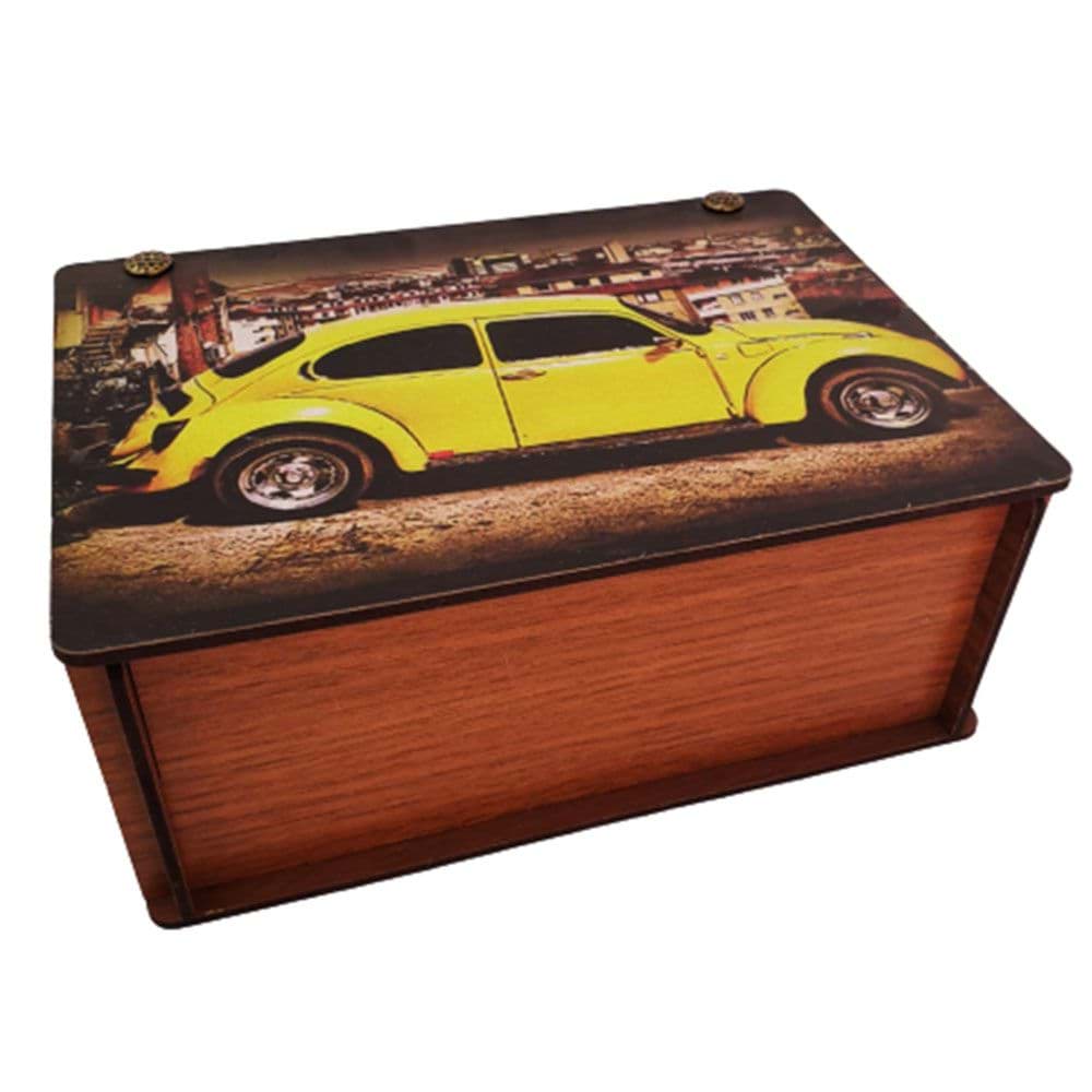 Picture of Wooden yellow vosvos printed box
