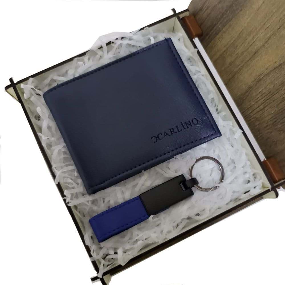 Picture of Leather Blue Keychain and Wallet Set