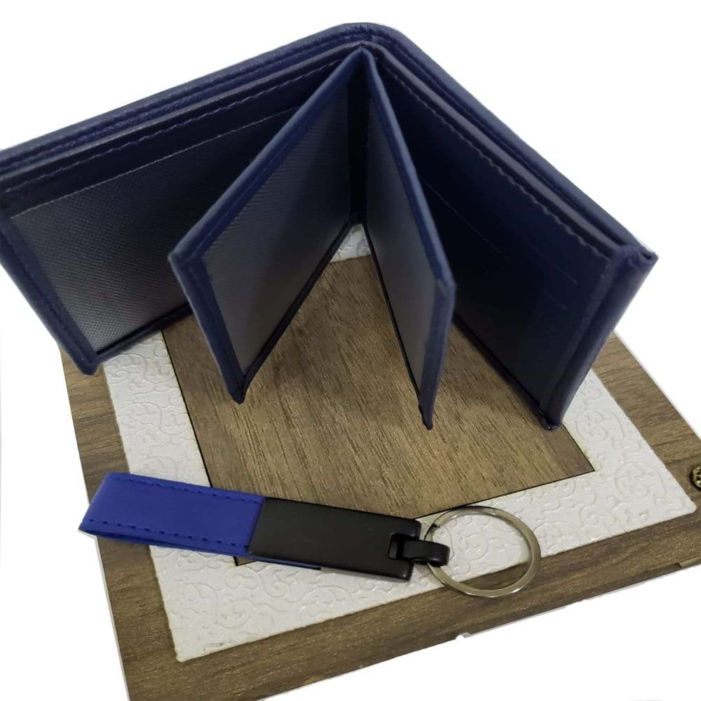 Picture of Leather Blue Keychain and Wallet Set