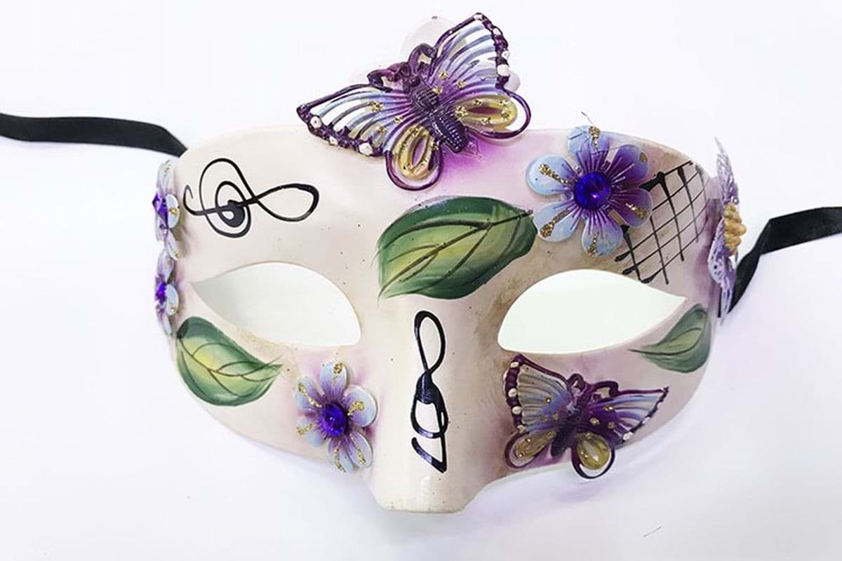 Picture of Leaf model butterfly embroidered Christmas party mask purple color