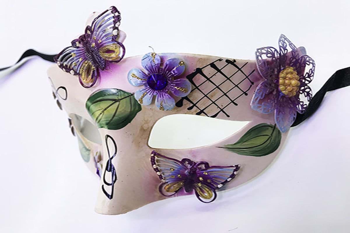 Picture of Leaf model butterfly embroidered Christmas party mask purple color
