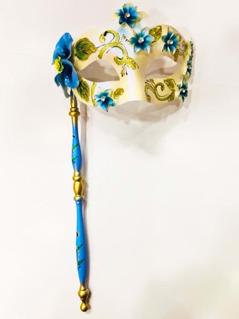 Picture of Blue Color Flower Embroidered Venetian eye mask 33x17 cm