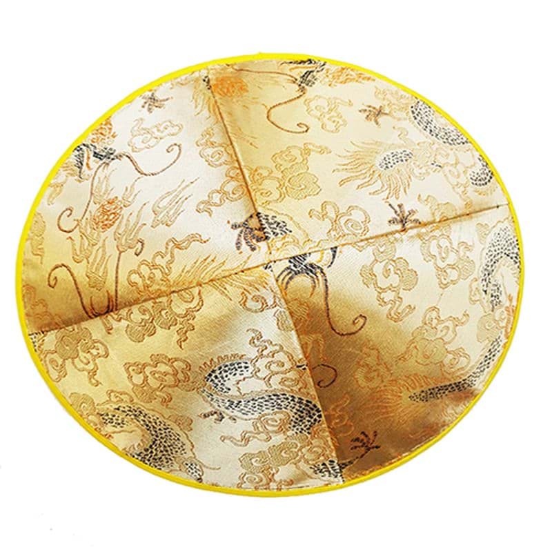 Altın Sarısı Renk Asian Çinli Parti Şapkası Keçe Üzeri Saten Kaplama resmi