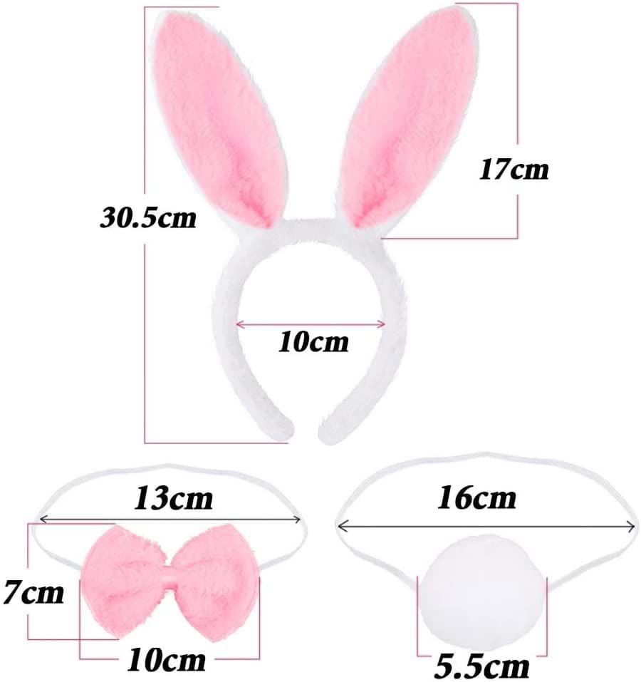 Tavşan Kostüm Seti Taç Papyon Kuyruk Pembe Renk resmi