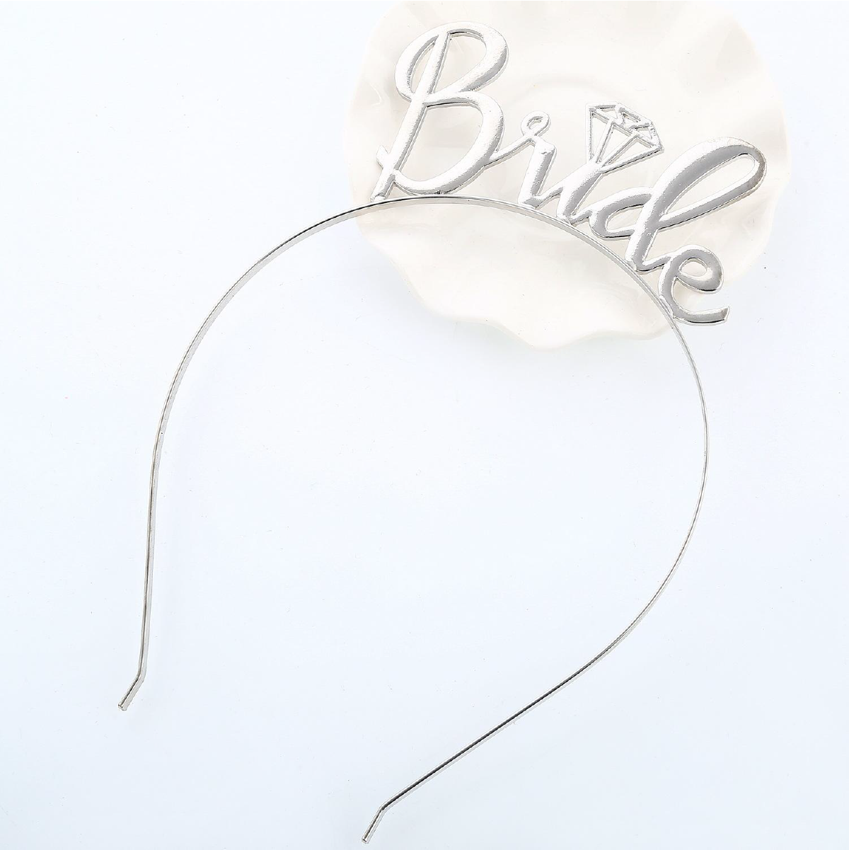 Gümüş Renk Bride Yazılı Metal Gelin Tacı Bride Taç resmi