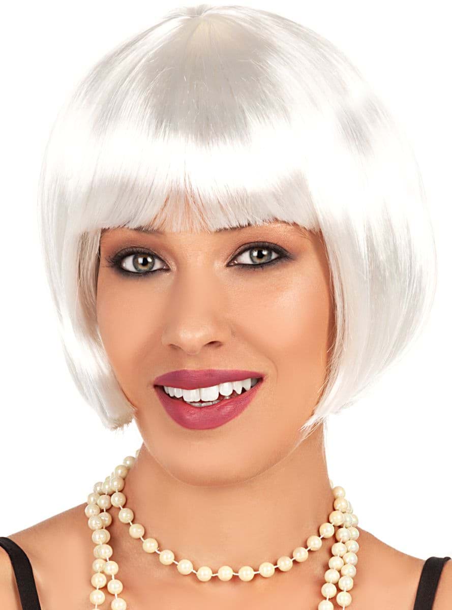 Beyaz Renk Parti Peruğu Kısa Küt Saç resmi