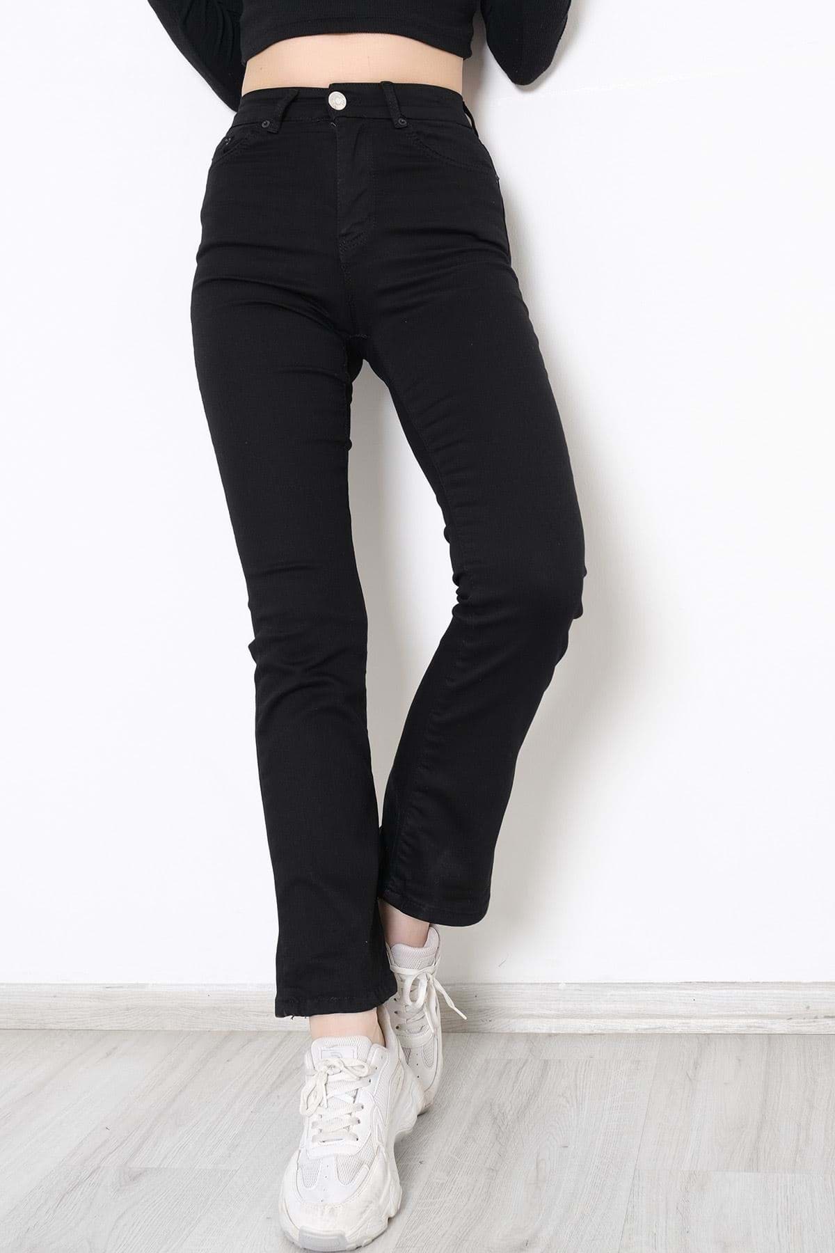 İspanyol Paça Solmayan Kot Pantolon Siyah - 1248.1431. resmi