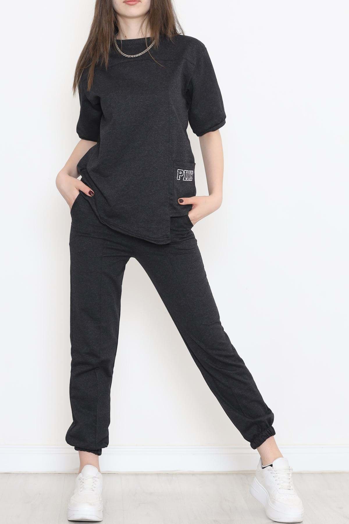 Asimetrik Eşofman Takımı Füme - 12633.5238. resmi