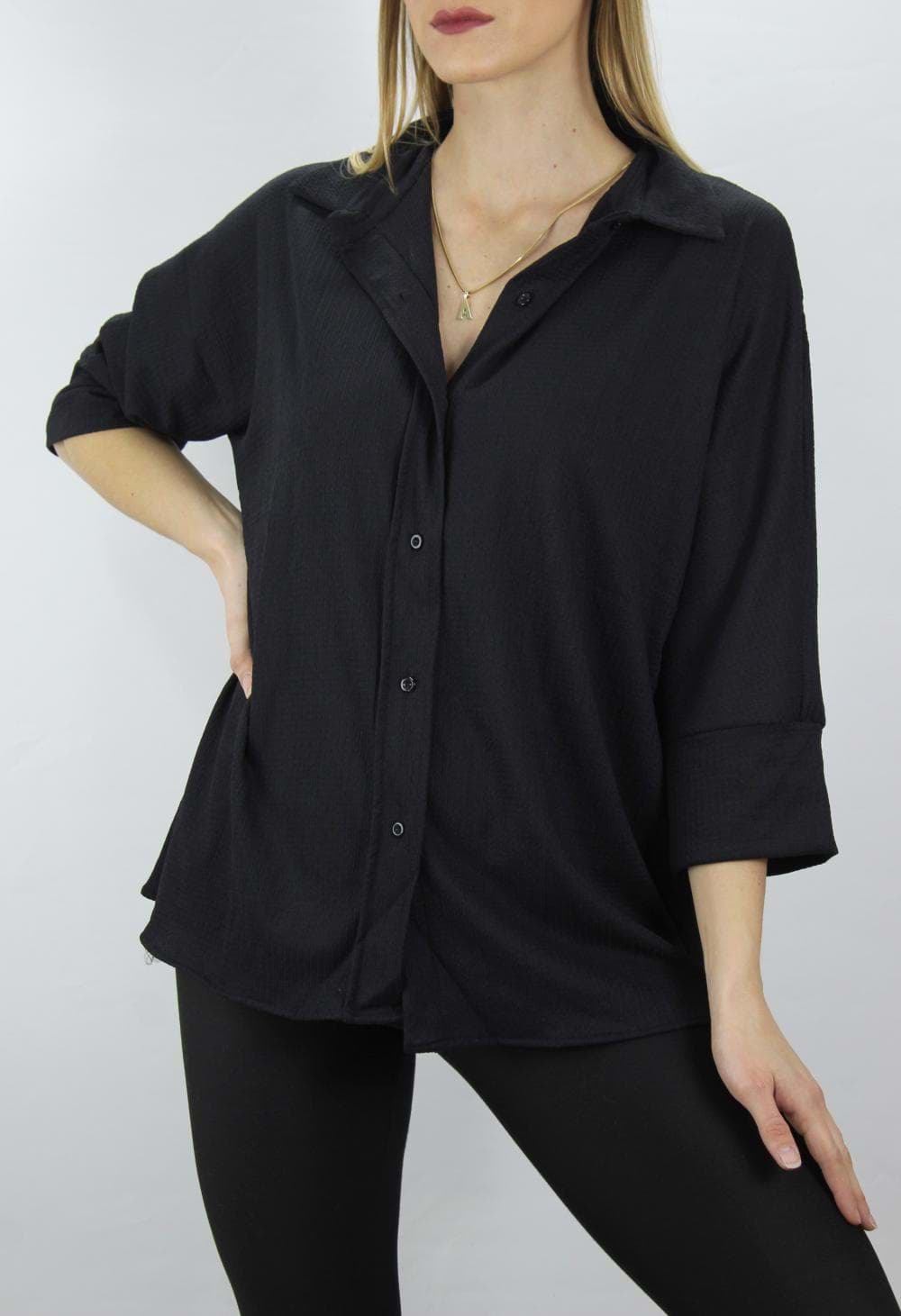 Krinkıl Gömlek Siyah - Lks2406.75 resmi