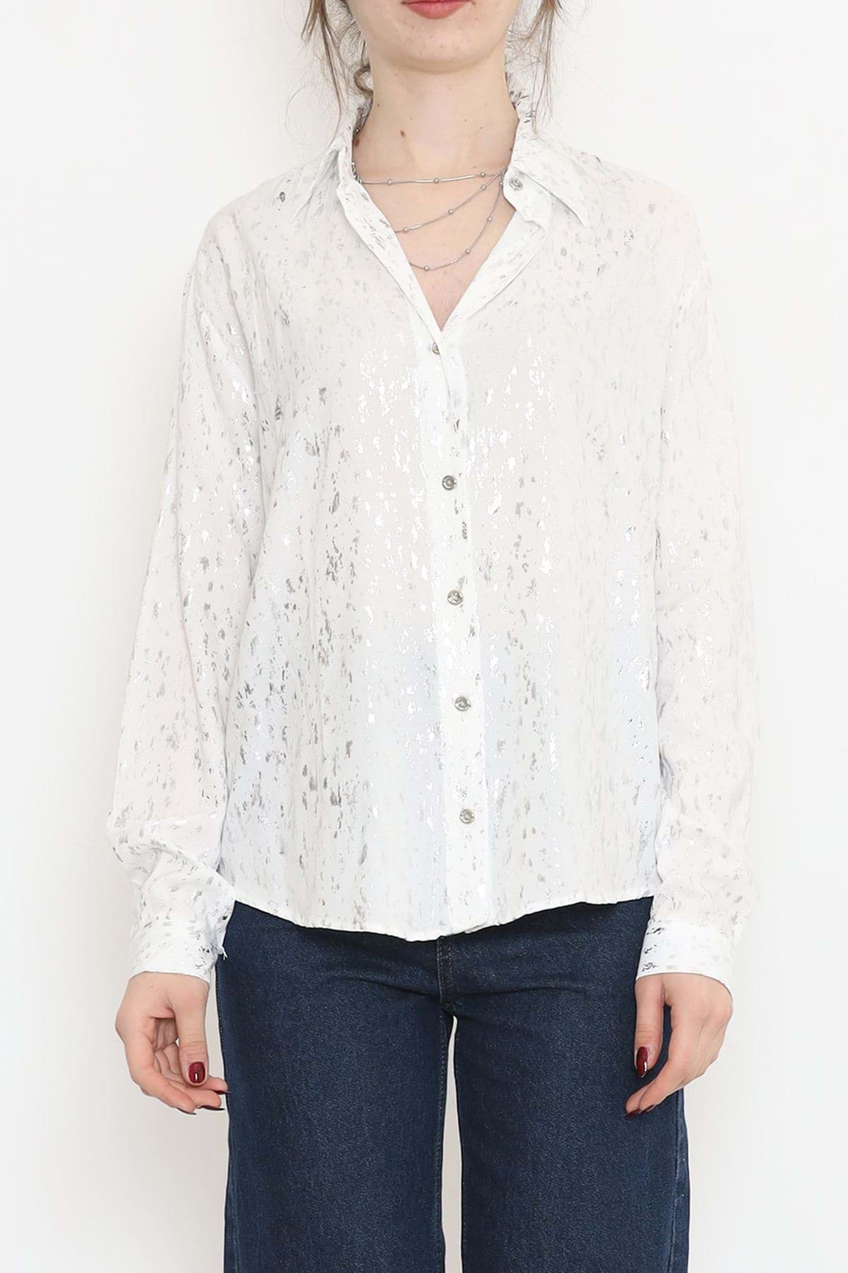 Picture of Patterned leaf shirt White -Gamor - 18466.1247.