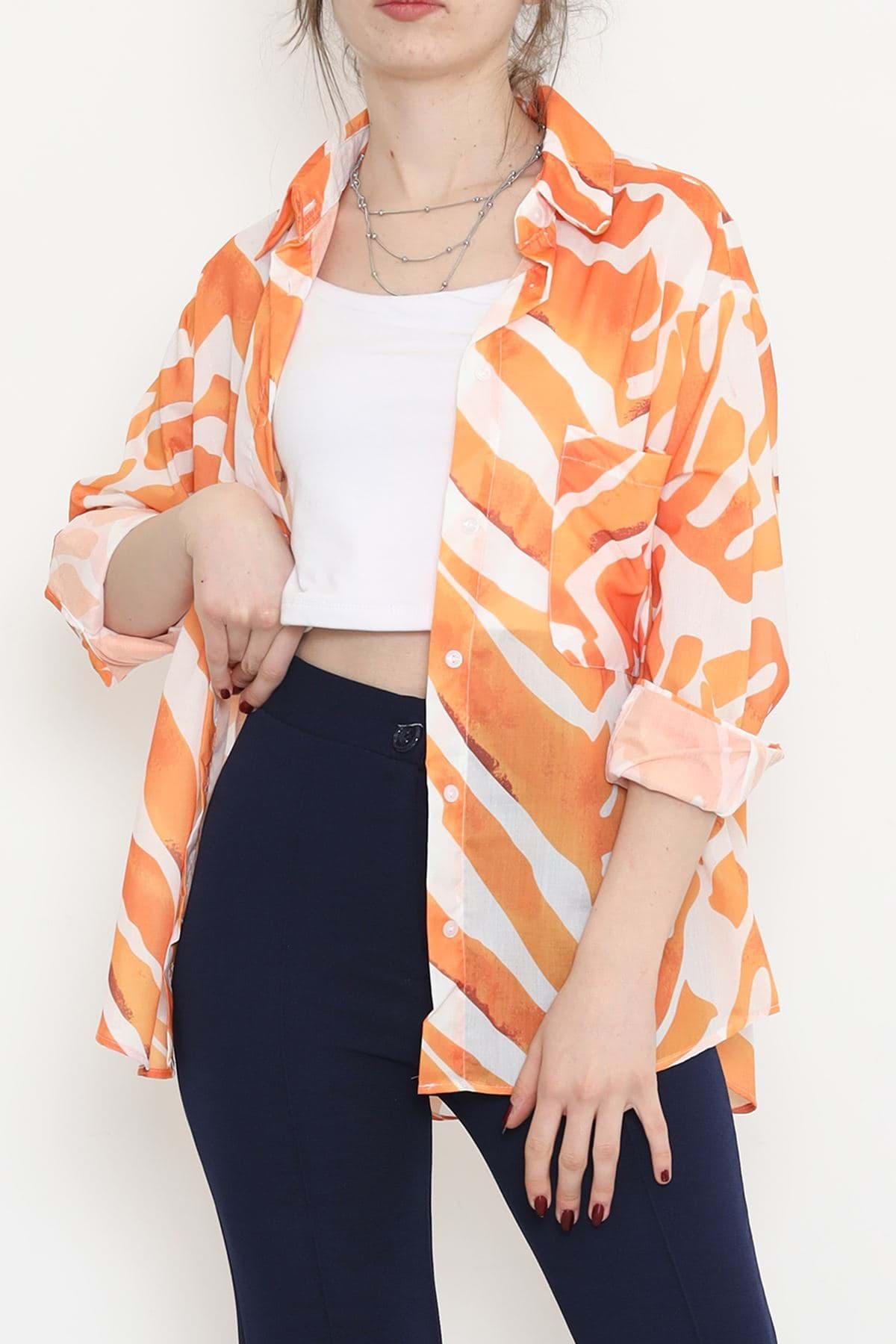 Picture of Vual patterned shirt orange - 989.1247.
