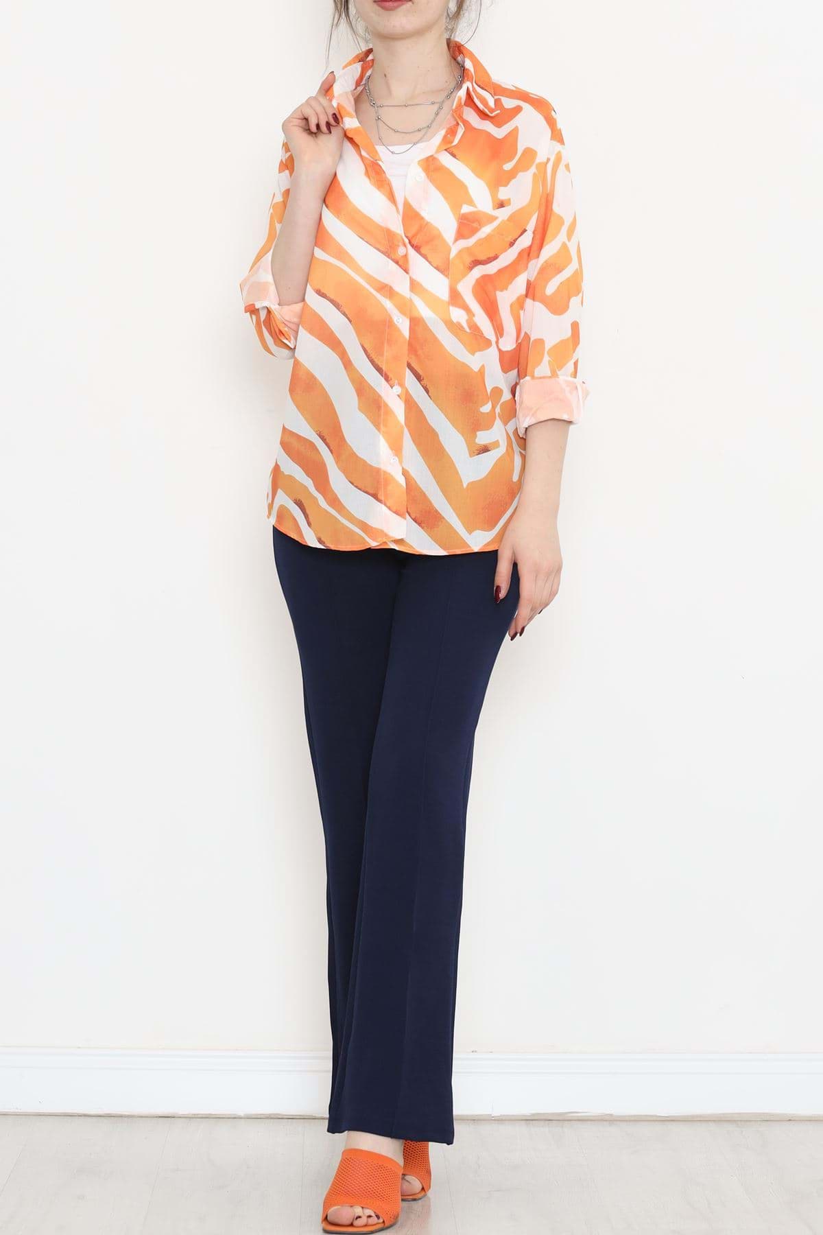 Picture of Vual patterned shirt orange - 989.1247.