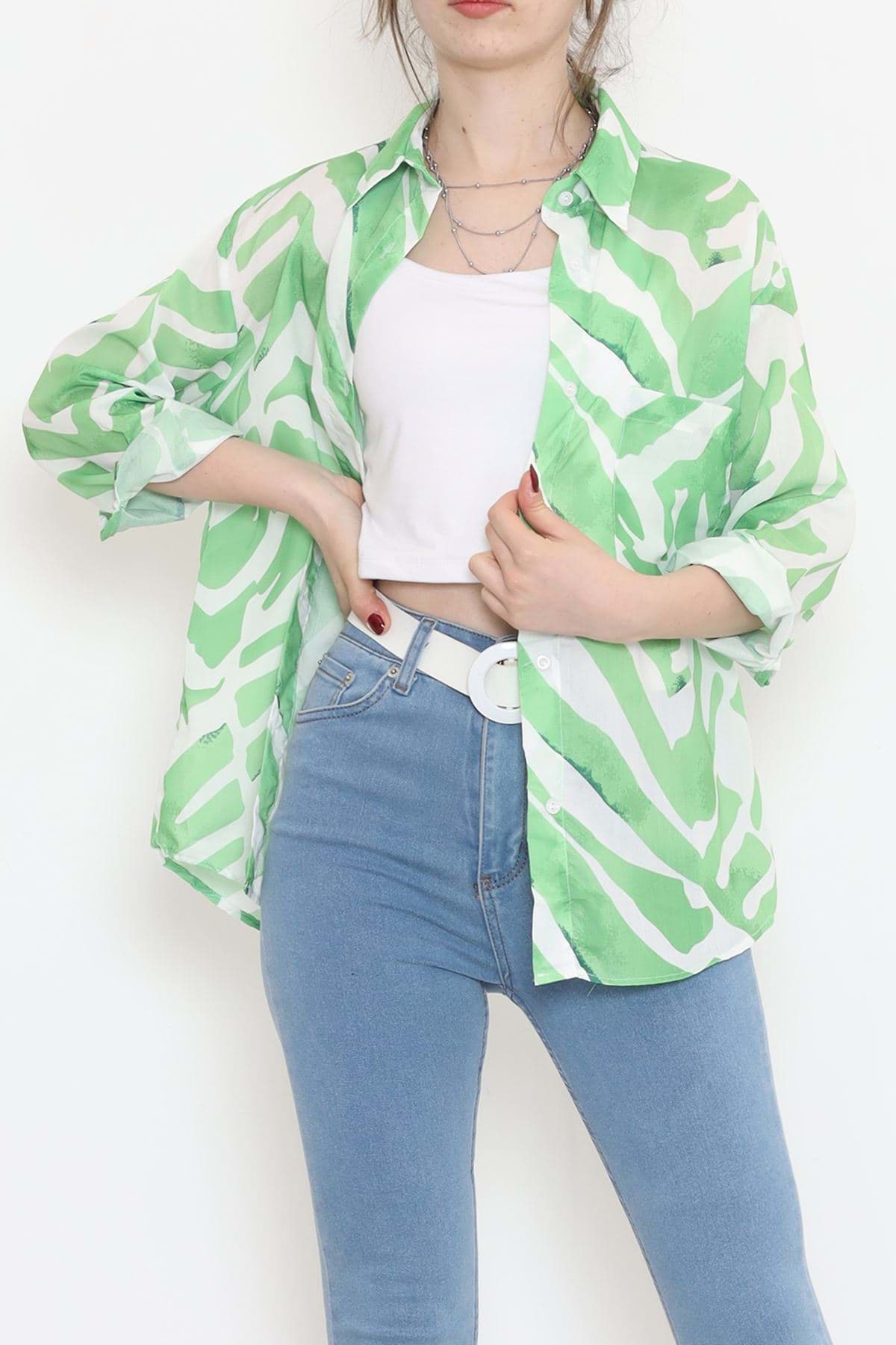 Picture of Vual patterned shirt green - 989.1247.