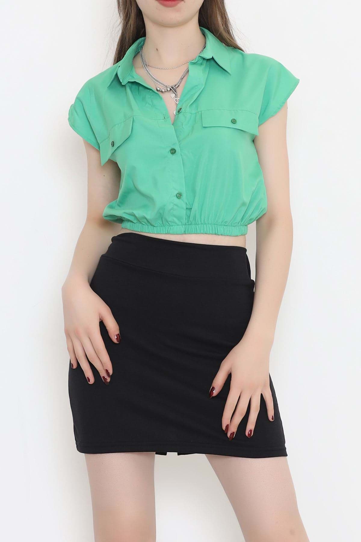 Picture of Pocket detailed crop shirt green - 3471.1595.