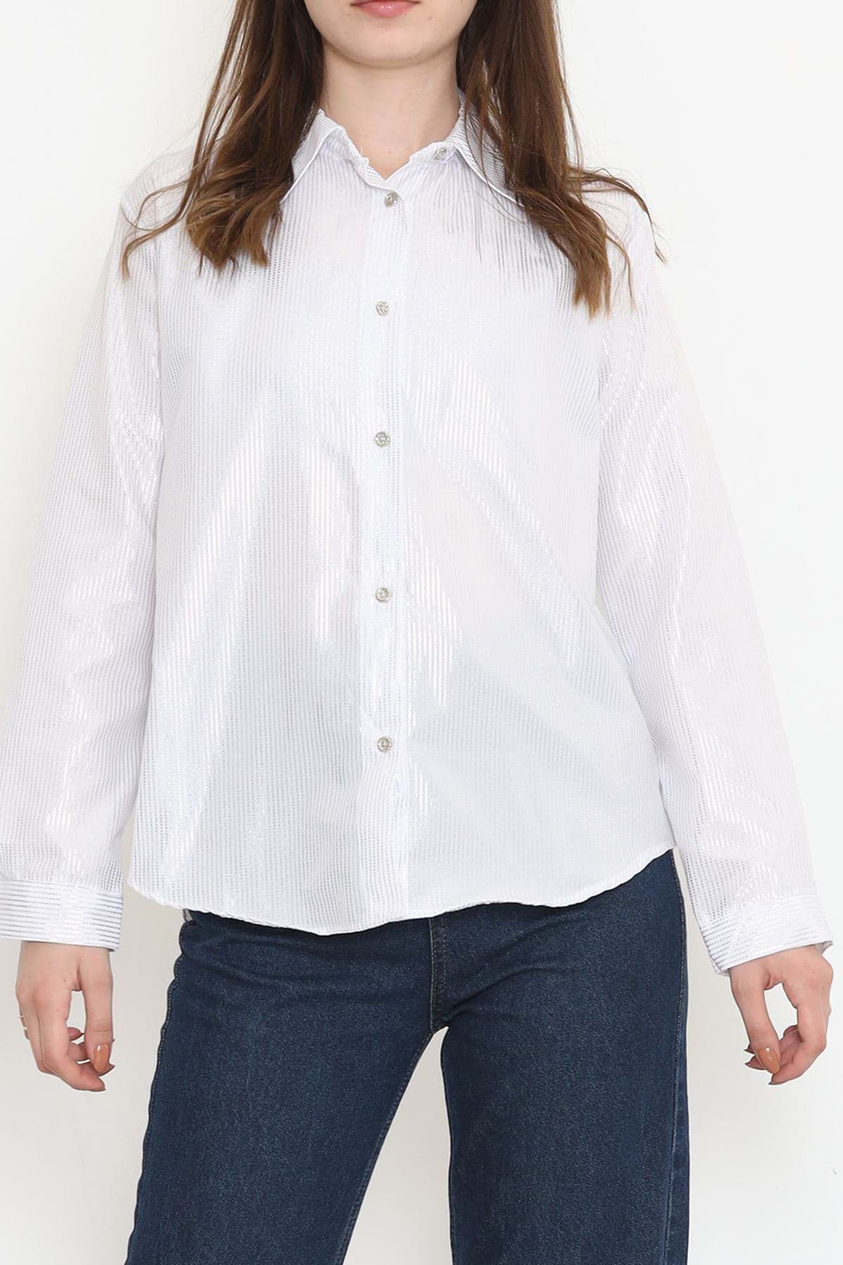 Picture of Striped leaf shirt White -weeted - 973.1247.
