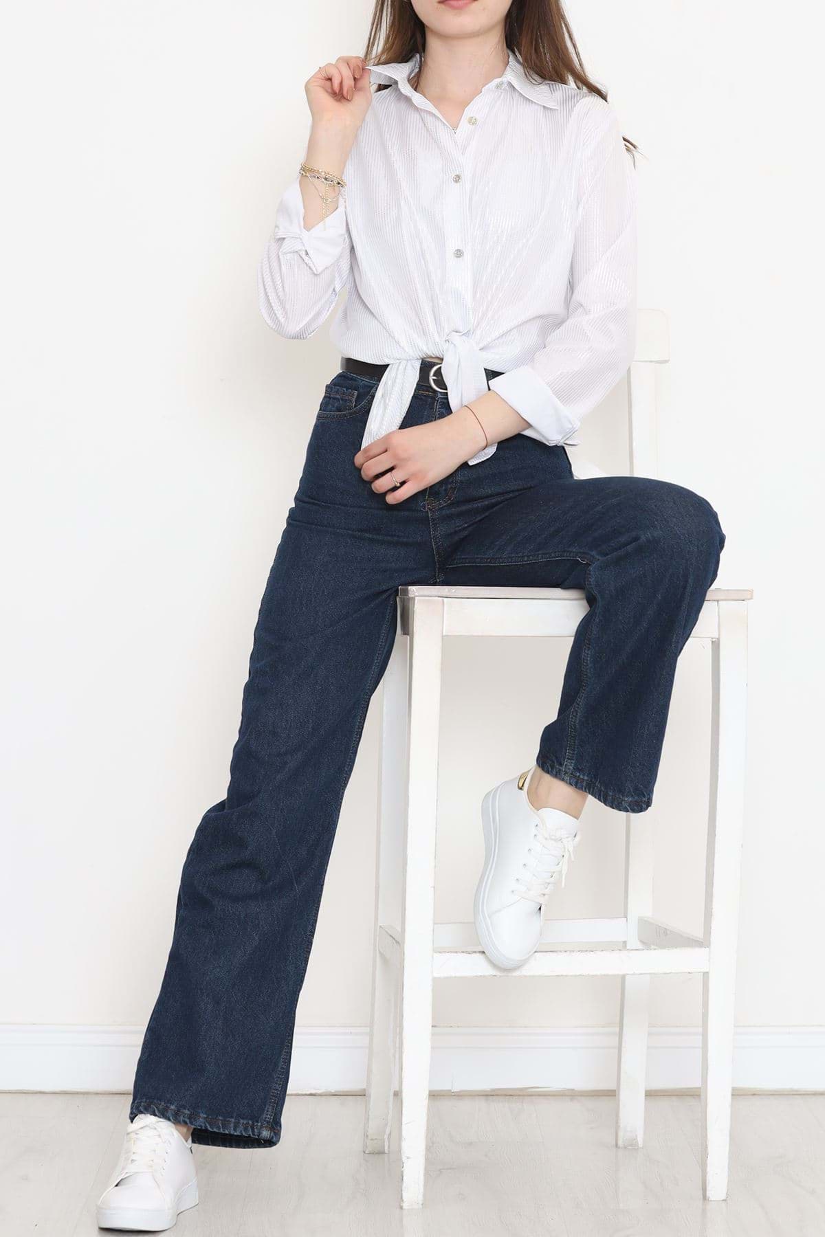 Picture of Striped leaf shirt White -weeted - 973.1247.