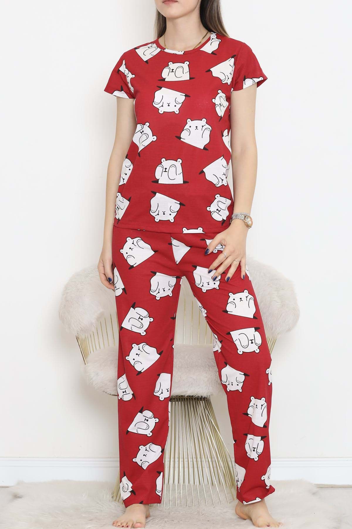 Picture of Patterned Pajama Set Bordobeyaz - 130.1287.
