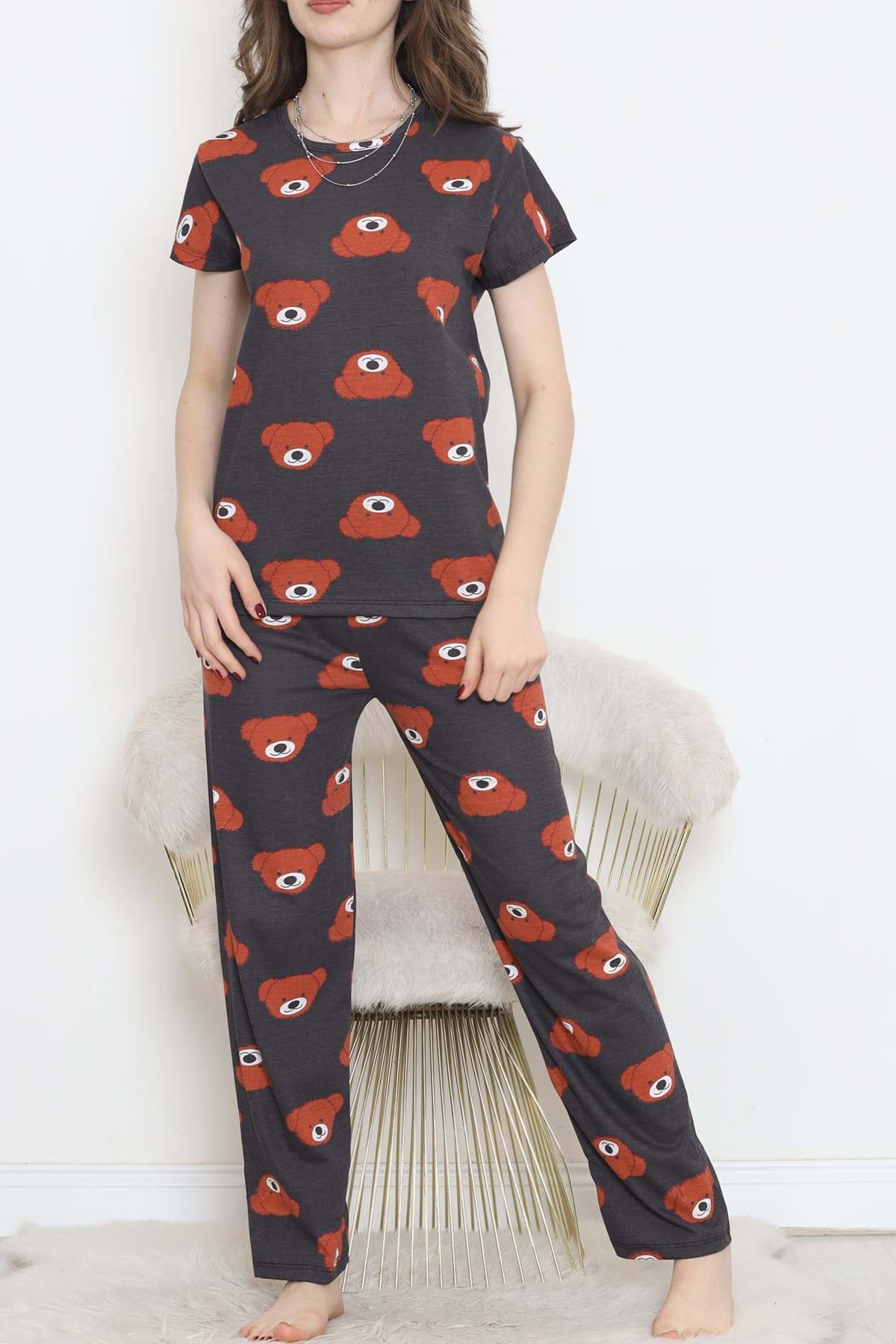 Desenli Pijama Takımı Antikahve - 130.1287. resmi