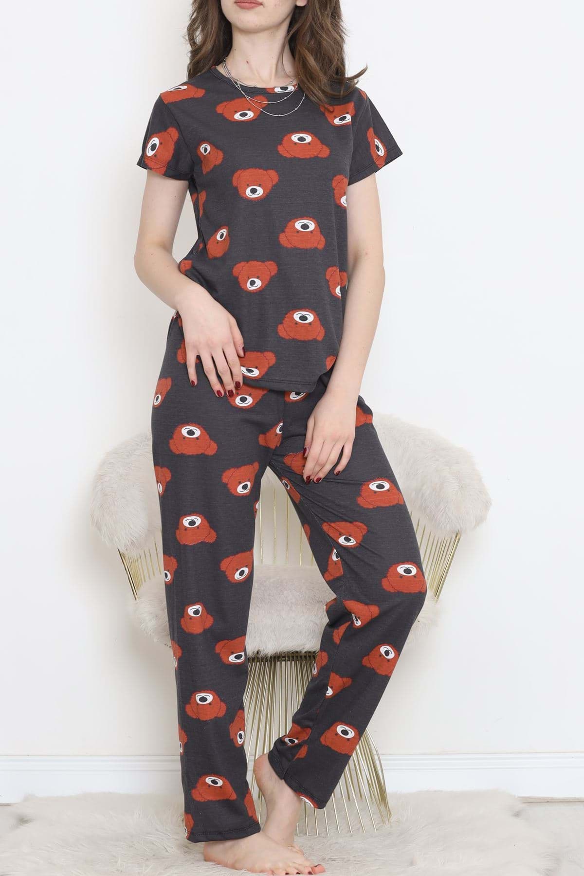 Desenli Pijama Takımı Antikahve - 130.1287. resmi