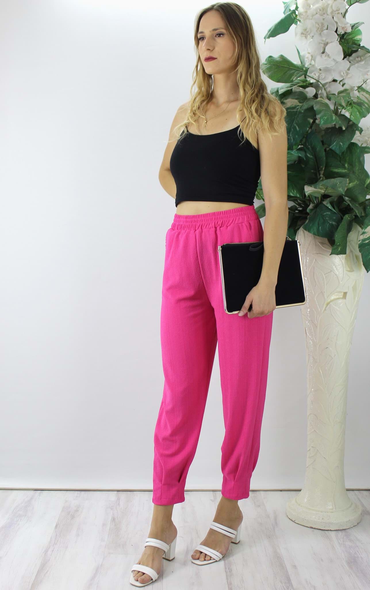 Krinkıl Paça Pensli Pantolon Fuşya - 130.265 resmi