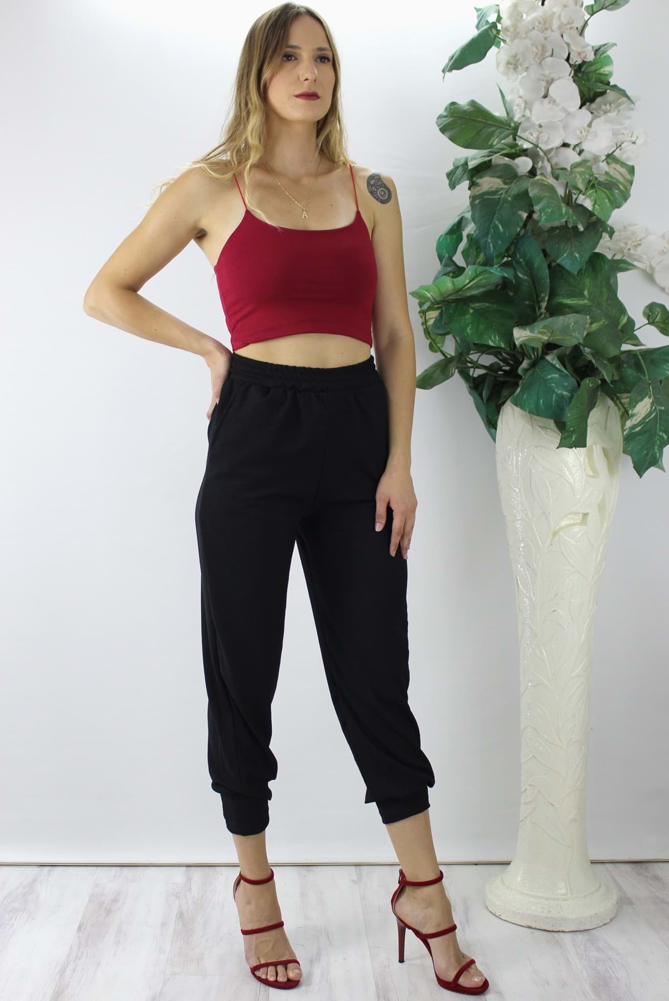 Krinkıl Paça Pensli Pantolon Siyah - 130.265 resmi