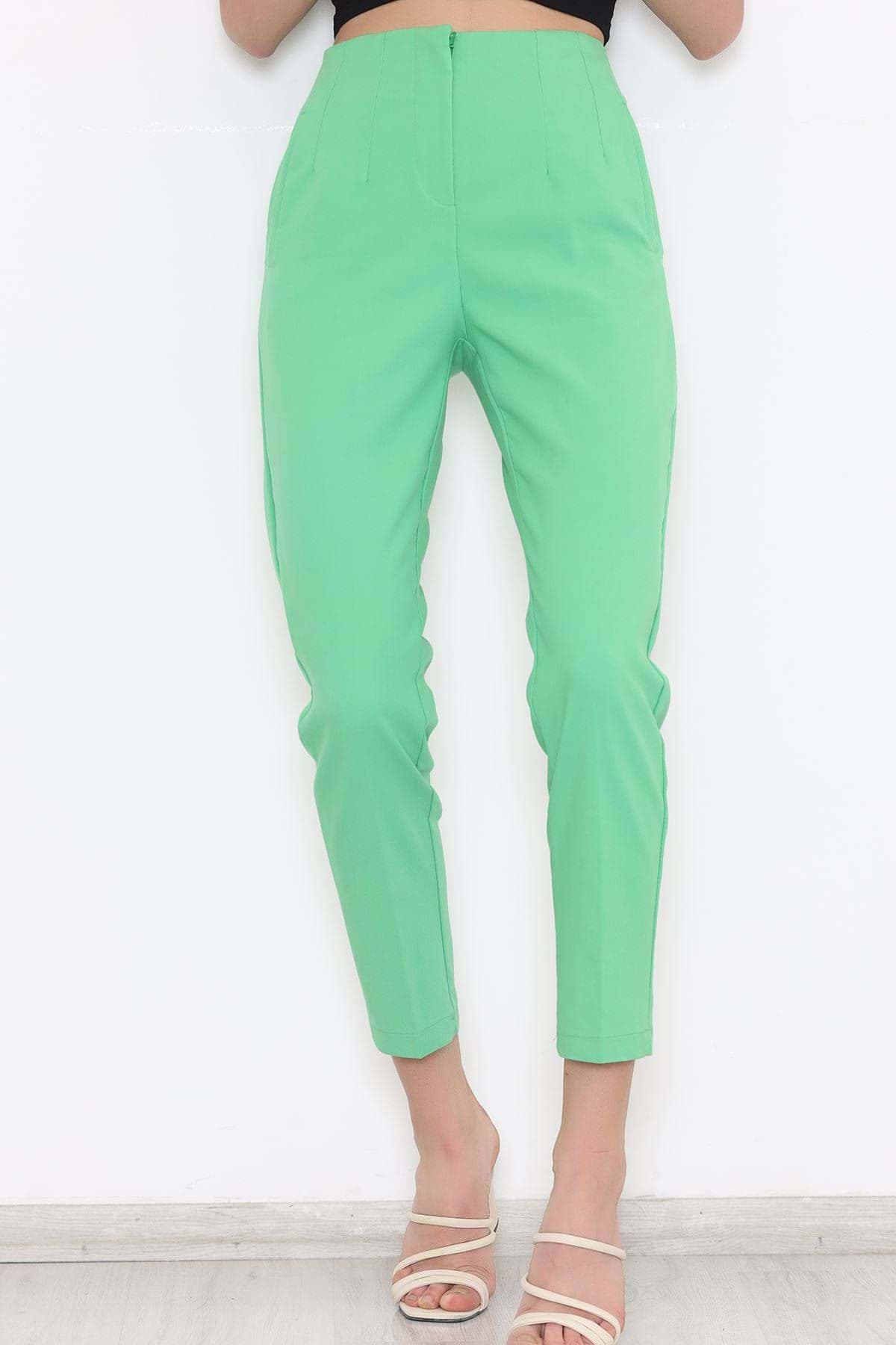 Beli Pensli Duble Pantolon Yeşil - 20647.683. resmi
