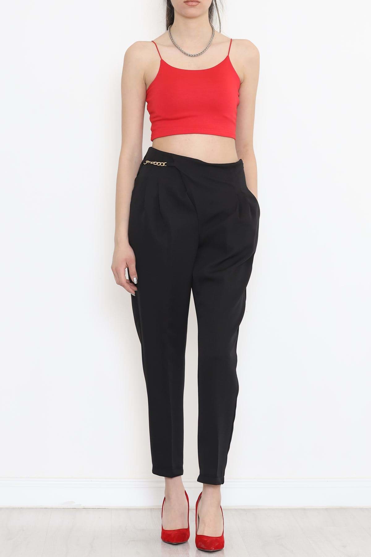 Zincir Detaylı Pantolon Siyah - 20713.683. resmi