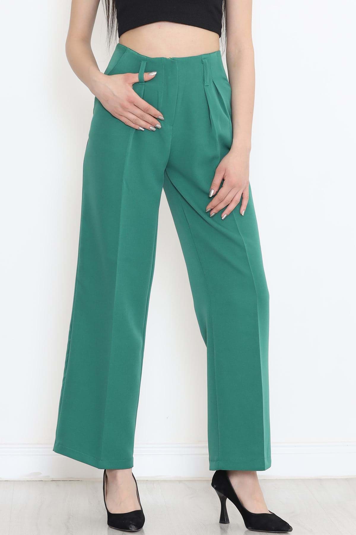 Beli Pensli Palazzo Pantolon Yeşil - 20856.683. resmi