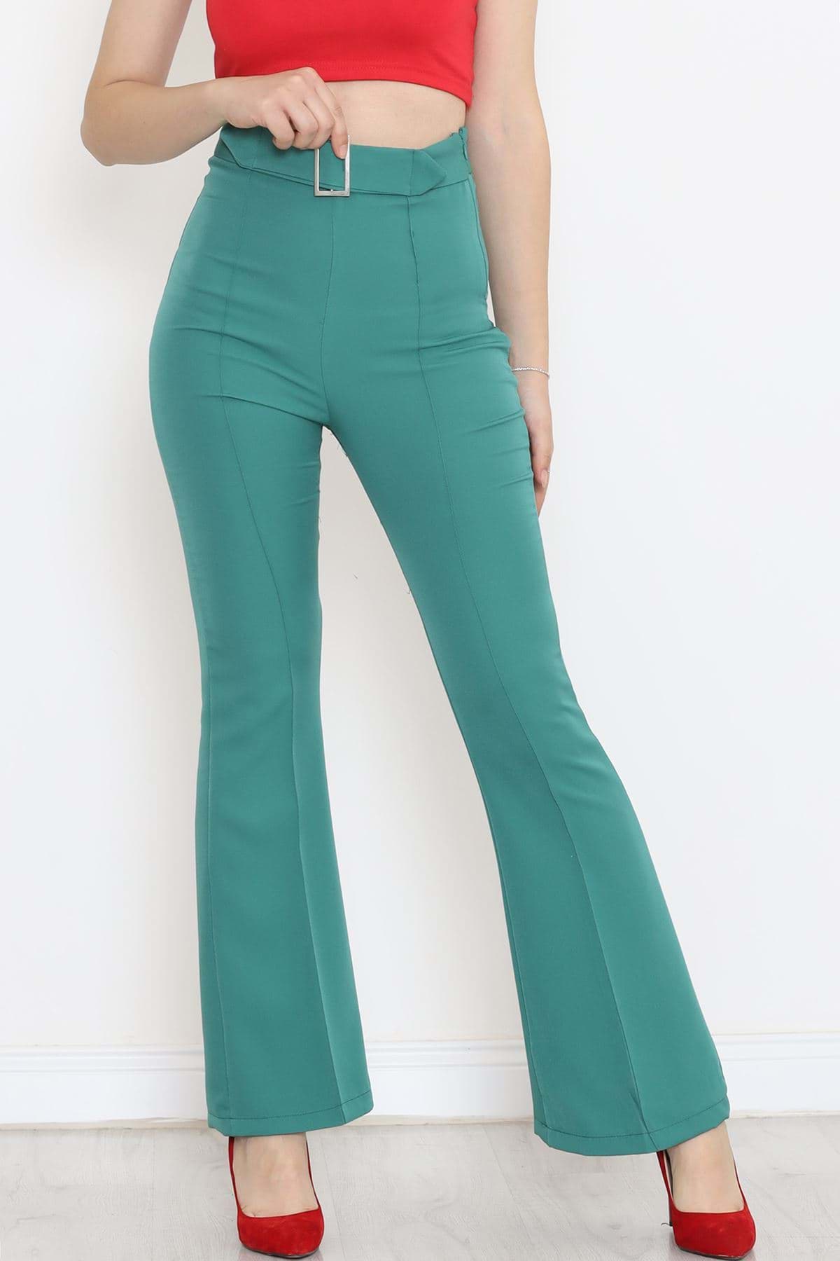 Kemer Toka Detaylı Pantolon Yeşil - 20860.683. resmi