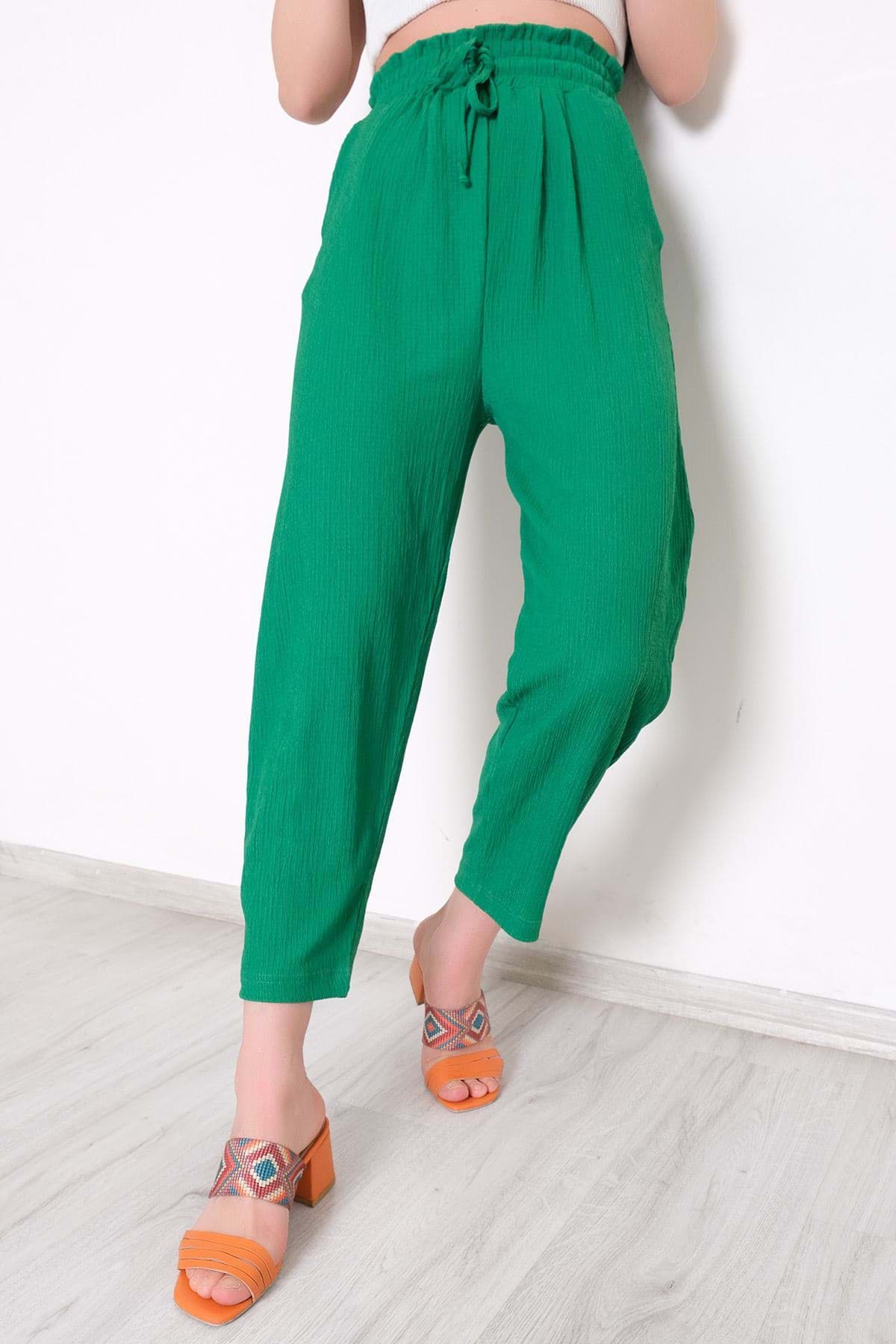 Beli Lastikli Pantolon Yeşil - 10534.1059. resmi